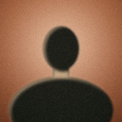 Portrait illustratif abstrait, silhouette sur fond terracotta